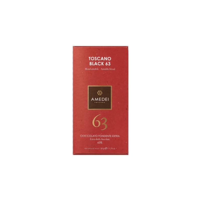 CIOCCOLATO TOSCANO BLACK FONDENTE 63% AMEDEI 50 GR