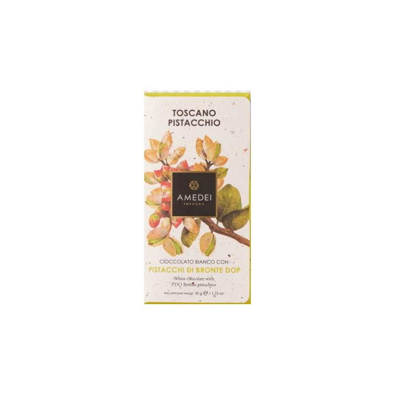 CIOCCOLATO TOSCANO BIANCO E PISTACCHI AMEDEI 50 GR