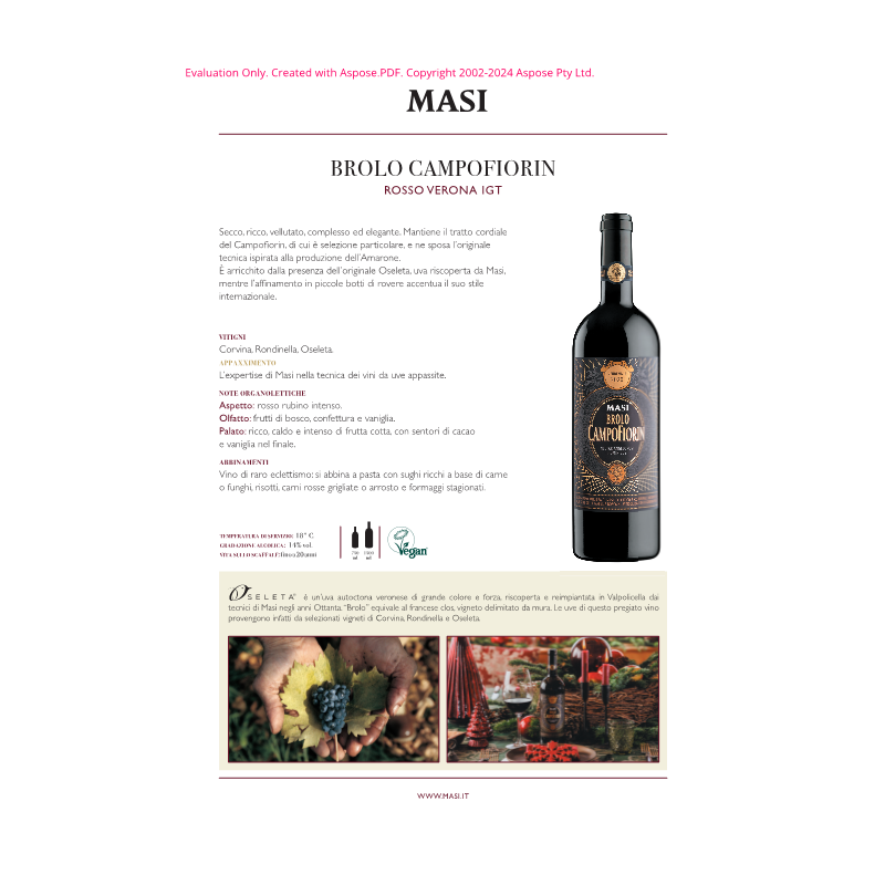 VINO ROSSO BROLO CAMPOFIORIN IGT MASI 750 ML