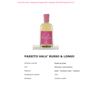 PASSITO HALU' RUSSO&LONGO 50 CL