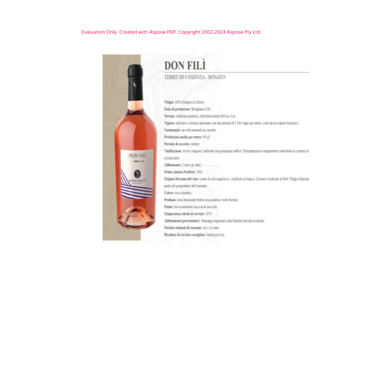 VINO ROSATO DON FILI' IGP SERRACAVALLO 75 CL