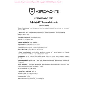 VINO ROSATO FRIZZANTE PETROTONDO ASPROMONTE 75 CL