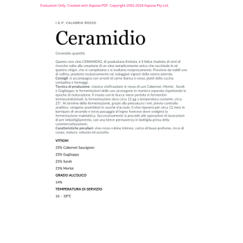 VINO ROSSO IGP CERAMIDIO CAPOANO 75 CL