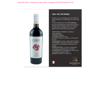 VINO ROSSO CIRO' DOC BIO FEZZIGNA 75 CL