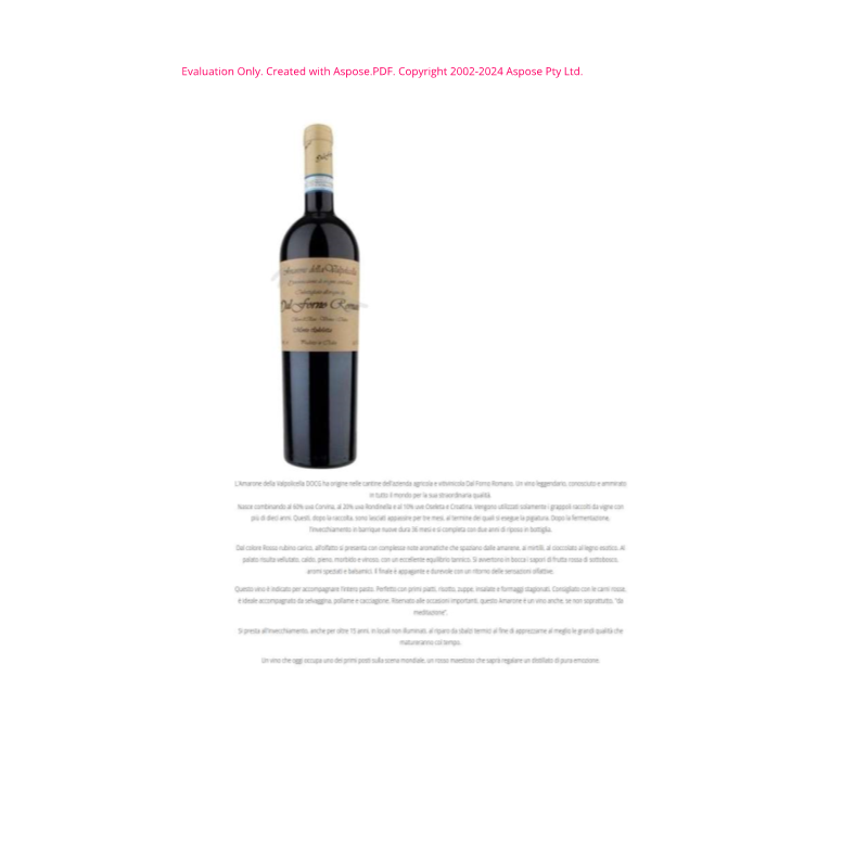 AMARONE DELLA VALPOLICELLA 2016 DAL FORNO 75 CL