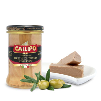 TONNO FILETTI RIS.ORO O.OLIVA VETRO CALLIPO 300 GR