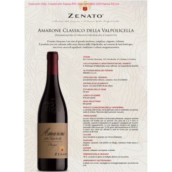 VINO ROSSO AMARONE VALPOLICELLA ZENATO 75 CL