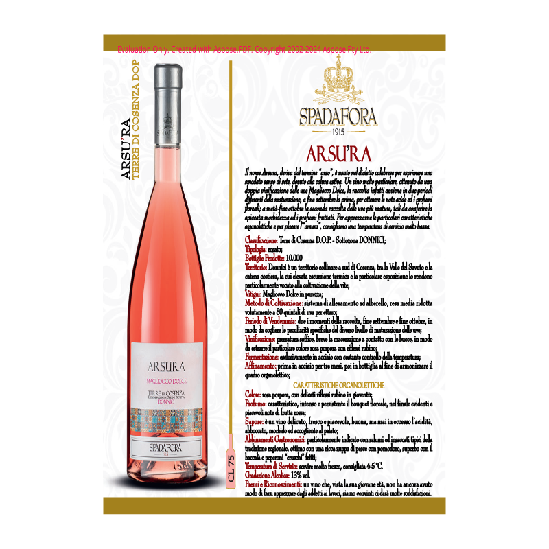 VINO ROSATO ARSURA SPADAFORA 75 CL