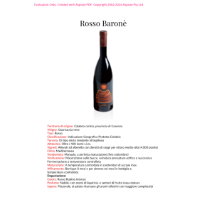 VINO ROSSO BARONE' MAGNA GRAECIA 75 CL