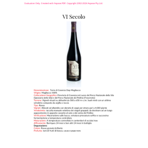 VINO ROSSO VI SECOLO MAGNA GRAECIA 75 CL