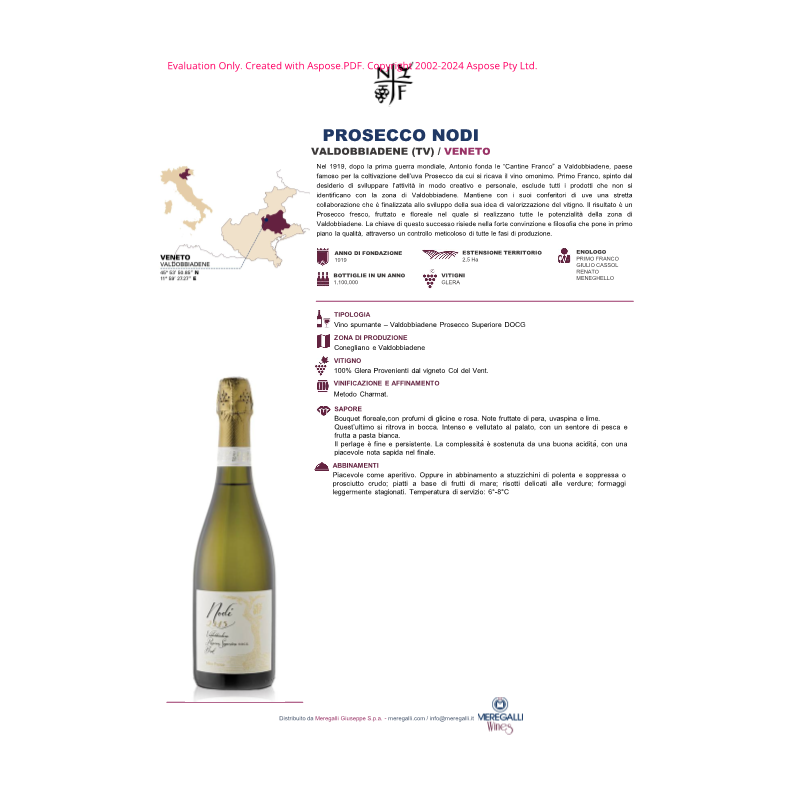 PROSECCO SUPERIORE NODI NINO FRANCO 75 CL