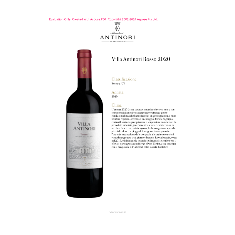 VINO ROSSO VILLA ANTINORI 75 CL