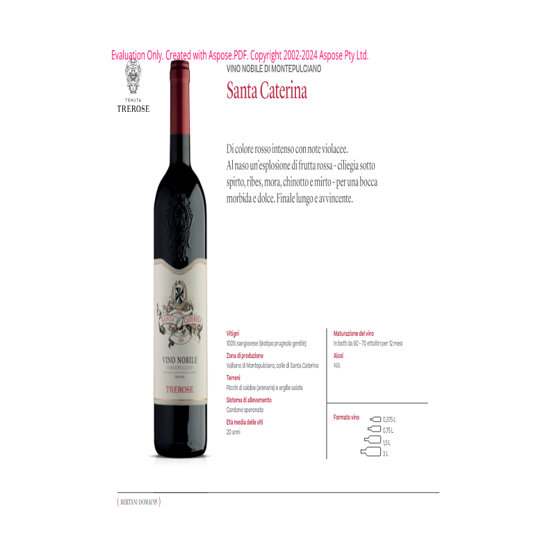 VINO NOBILE DI MONTEPULCIANO S.CATERINA TREROSE 75