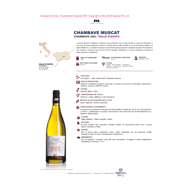 VINO BIANCO CHAMBAVE MUSCAT CROTTA DI VEGNERON 75