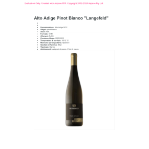 VINO PINOT BIANCO LANGEFELD PFITSCHER 75 CL