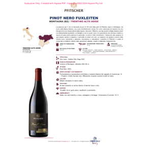 VINO ROSSO PINOT NERO FUXLEITEN PFITSCHER 75 CL