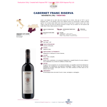 VINO ROSSO CABERNET FRANC LETRARI 75 CL