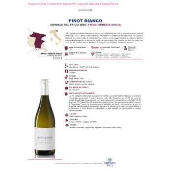 VINO BIANCO PINOT BIANCO BASTIANICH 75 CL