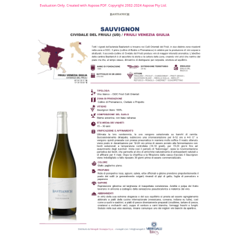 VINO BIANCO SAUVIGNON BLANC BASTIANICH 75 CL