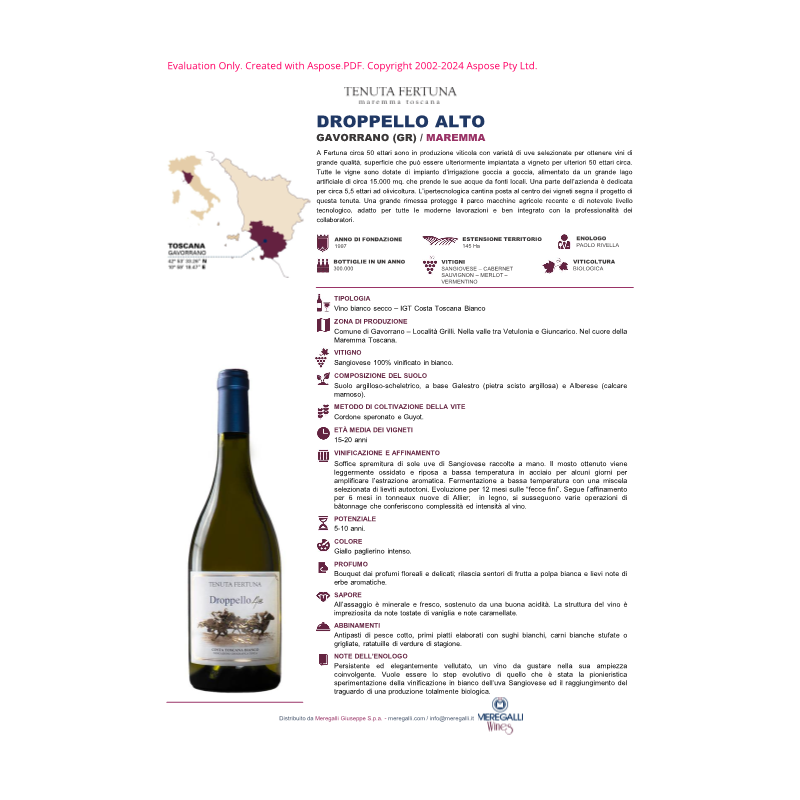 VINO BIANCO DROPPELLO ALTO FERTUNA 75 CL