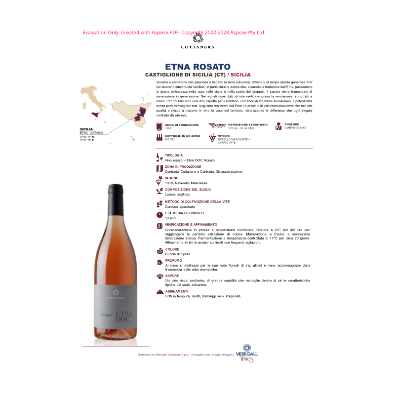 VINO ROSATO ETNA DOC COTTANERA 75 CL