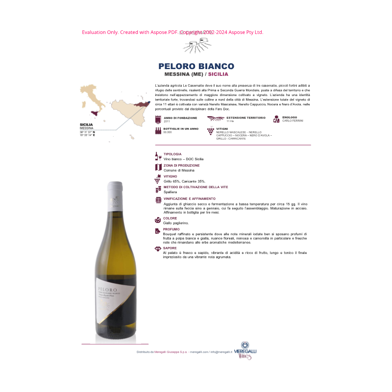 VINO BIANCO PELORO LE CASEMATTE 75 CL