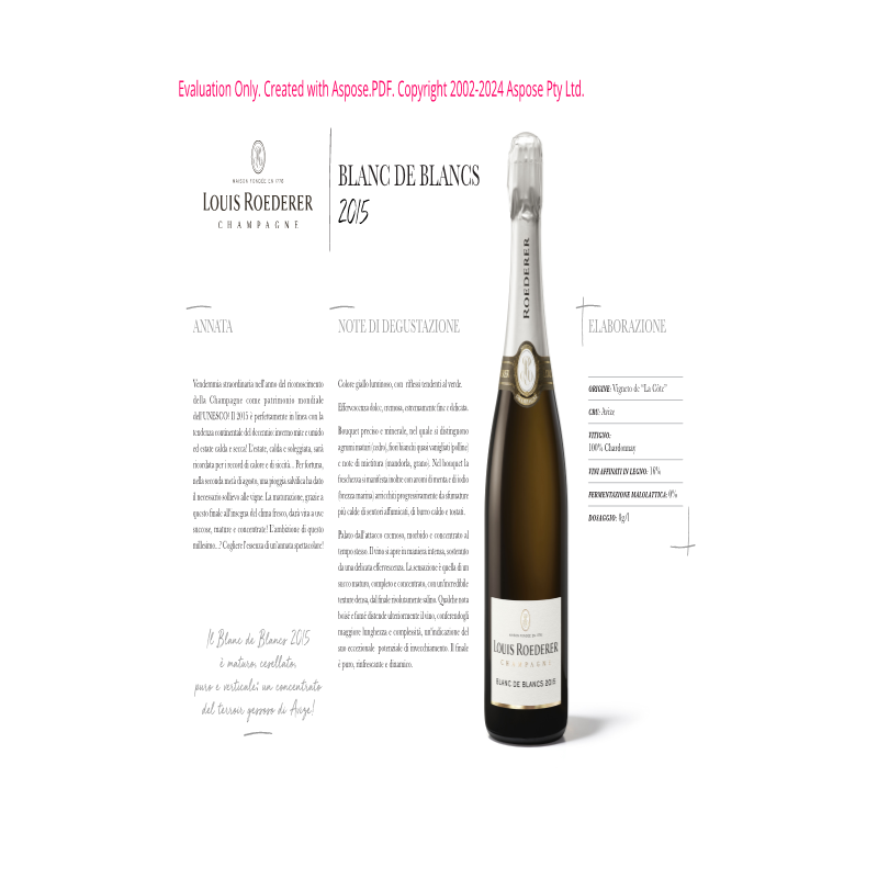 CHAMPAGNE BLANC DE BLANCS 2015 LOUIS ROEDERER 75 C